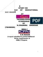 A Study On Sale of Educational Softwares AT Technologies Hyderabad BY K.Chandra Shekhar (7NIHN086) IMBA-1 S.R.Nagar