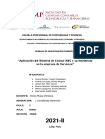 Aplicación Del Sistema de Costos ABC y Su Incidencia en La Empresa de Servicios