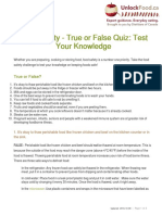 Food Safety - True or False Quiz - Test Your Knowledge