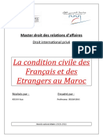 La Condition Civile Des Français Et Des Etrangers Au Maroc: Master Droit Des Relations D'affaires