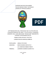 Optimización Del Proceso de Flotación de Concentrados de Zinc Y Plata en El Ingenio Minero Del Sur-Seccion "Rosicler" Mediante Diseño Experimentales