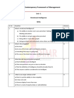 Contemporary Framework of Management: Unit - 1 Emotional Intelligence MCQ