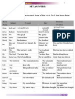 Key Answers:: Fill The Chart With The Correct Form of The Verb. No 1 Has Been Done For You