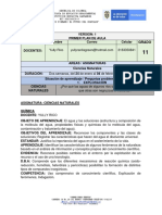 1° PLAN DE AULA GRADO 11° PRIMER PERIODO Ciencias Naturales