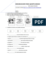 Ficha 14 de Comunicacion para Quinto Grado