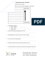 Worksheet Reactivity Series ks3