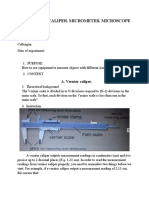 E01: Vernier Caliper. Micrometer. Microscope