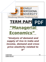 Economics Term Paper On "Analysis of Demand and Supply of Rice in India and Income, Demand and Cross Price Elasticity Related To It"