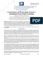 Performance of Photovoltaic System's Maximum Power Point Tracking