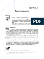 Lesson 1.4 Outcomes of Teacher Education: Objectives