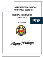 Amity International School Vasundhara, Sector-6: Holiday Homework (2011-2012) Class Ix