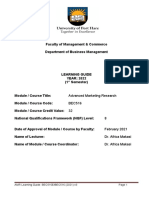 Advanced Marketing Research Module SG 2022 - LEARNER GUIDE