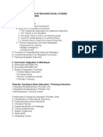 Integrated Methods in Teaching Social Studies Topics For Discussions I. Curriculum Integration