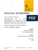 Deficiencias en El Proceso de Fabricacion en Fabrica de Cables - Upn 2017