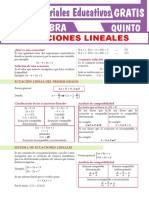 Ecuaciones Lineales para Quinto Grado de Secundaria