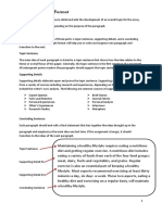 Basic Paragraph Format: Parts of A Paragraph