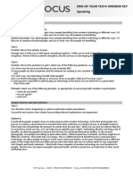 End-Of-Year Test Answer Key Speaking: © Pearson 2020 Photocopiable Focus 4 Second Edition