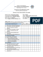 Nueva Vizcaya State University College of Teacher Education Rating Scale For Student-Teacher