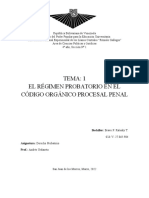 El Régimen Probatorio en El Código Orgánico Procesal Penal