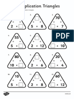 Multiplication Triangles Worksheet 2, 5 and 10 Times Tables