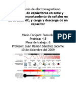 Circuitos de Capacitores en Serie y Paralelo, Comportamiento de Señales en Un Circuito RC, y Carga y Descarga de Un Capacitor