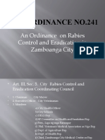 City Ordinance No.241: An Ordinance On Rabies Control and Eradication in Zamboanga City