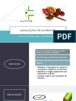 Aula I - Legislação de Alimentos