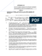 Appendix 22 C: Format of Certificate of Payments Issued by The Project Authority