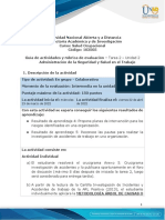 Guía de Actividades y Rúbrica de Evaluación - Unidad 2 - Tarea 2 - Administración de La Seguridad y Salud en El Trabajo