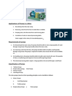 Applications of Pumps in A Mine: The Mine Pumps Based On Their Operating Principles Can Be Classified As Follows