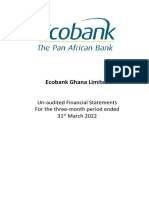 Ecobank Ghana Limited: Un-Audited Financial Statements For The Three-Month Period Ended 31 March 2022