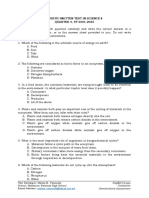 Fourth Written Test in Science 8 QUARTER 4, SY 2021-2022 Instructions: Read Each Question Carefully and Write The Correct Answer in A