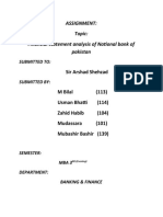 Assignment: Topic: Financial Statement Analysis of National Bank of Pakistan