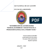 Indicadores Técnicos y Económicos en La Producción Del Olivo en Tacna