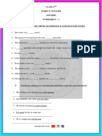 Class: 5 Subject: English Adverbs Worksheet - 1