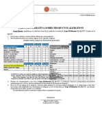 Carta Declarativa de Alergenos