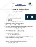 CEM1008F Tutorial Worksheet 1 2022