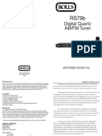 Digital Quartz AM/FM Tuner: Owners Manual