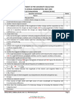 Department of Pre-University Education Ii Puc Annual Examination, May-2022 Scheme of Evaluation - Physics (33 NS)