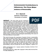 (Eysenck, 1990) Genetic and Environmental Contributions To Individual Differences. The Three Major Dimensions of Personality