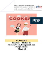 Cookery: Quarter I - Module 1: Kitchen Tools, Equipment, and Paraphernalia