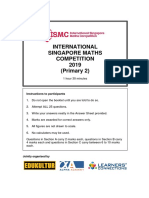 International Singapore Maths Competition 2019 (Primary 2) : Instructions To Participants