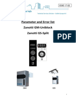 Parameter and Error List Zanotti GM-Uniblock Zanotti GS-Split