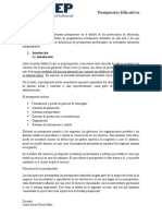 Contenido. Presupuestos Educativos - Primera Semana