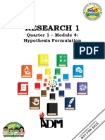 Research 1: Quarter 1 - Module 4: Hypothesis Formulation