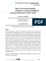 Assessment of Factors Influencing Financial Sustainability of Non-Governmental Organisations in Isiolo County, Kenya