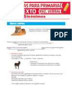 Sinónimos Ejercicios para Sexto Grado de Primaria