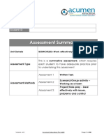 Assessment Summary: Student Name: Student ID