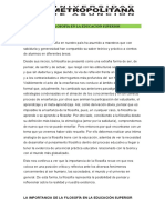 Ensayo La Importancia de La Filosofia en La Educacion