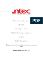 Cuestionario Elaboración de Las Especificaciones de Producto QFD.1093481